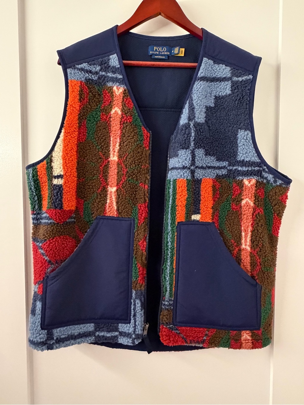 Polo Ralph Lauren Multicolor Sherpa Zip Vest - Navy Accents